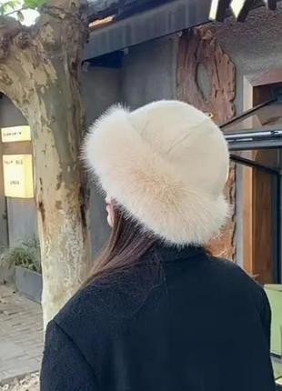 Жіноча шапка зі штучного хутра milky white