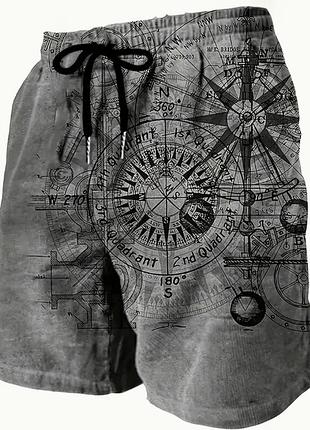 Мужские винтажные шорты "морская тематика" grey