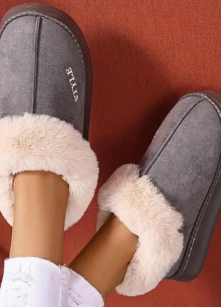 Теплая обувь для дома / очаровательные зимние плюшевые тапочки style