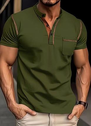 Мужская рубашка olive henley для зрелых мужчин
