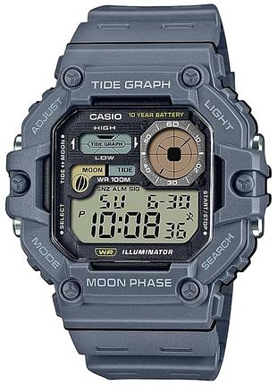 Casio ws-1700h-8a — цифровые часы унисекс, серый циферблат, полимерный ремешок, wr 100 м
