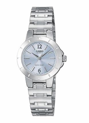 Casio ltp-1177a-2a — жіночий кварцовий годинник, блакитний циферблат, сталевий браслет, wr 30 м