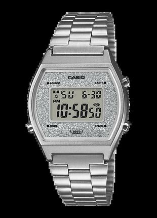 Casio b640wdg-7 — цифровые часы унисекс, серый циферблат, стальной браслет, wr 50 м