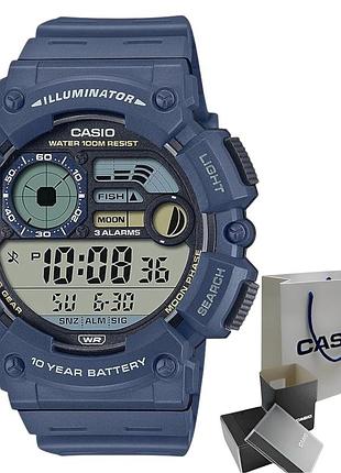 Casio ws-1500h-2a — цифровий годинник унісекс, синій циферблат, полімерний ремінець, wr 100 м