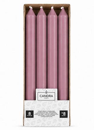 Свеча столовая candra 230/20 dusty rose 8 шт