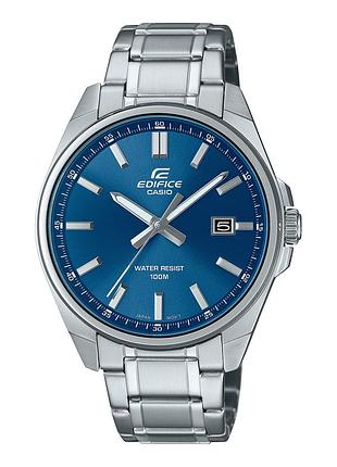 Casio efv-150d-2a — мужские кварцевые часы, синий циферблат, стальной браслет, wr 100 м