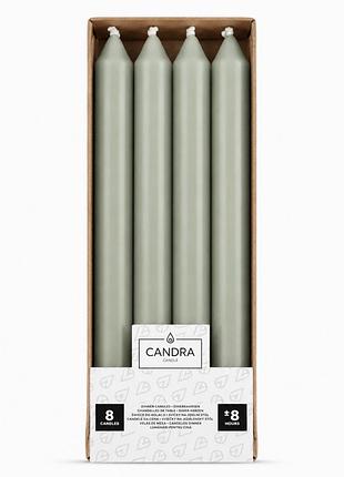Свічка столова candra 230/20 оливкова 8 шт