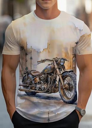 Футболка з принтом мотоцикла vintage стиль