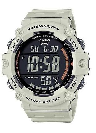Casio ae-1500wh-8b2 — мужские цифровые часы, серый циферблат, полимерный ремешок, wr 100 м