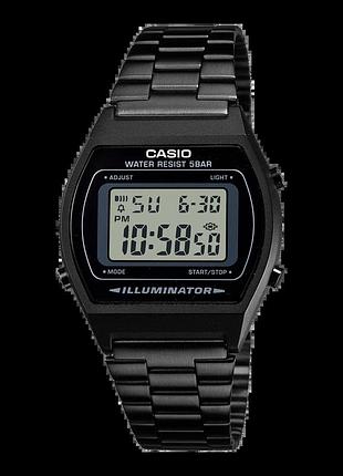 Casio b640wb-1a — цифровые часы унисекс, серый циферблат, стальной браслет, wr 50 м