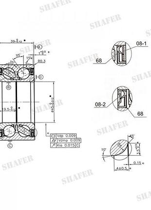Подшипник передний на renault laguna iii, megane ii, kangoo, 08-, abs+, sh15507