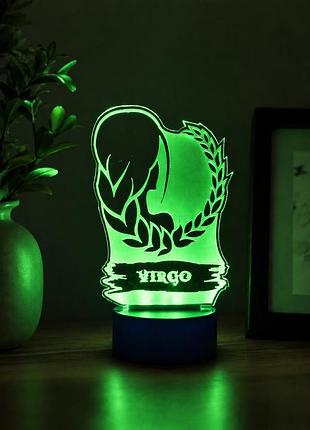Led ночник 3d virgo знак зодиака дева/bluetooth/ акриловый светильник на подставке