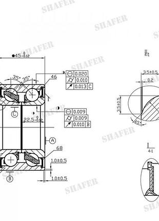 Підшипник перед/зад vw t4, 91-03, , монт. ккт.+, sh14097k