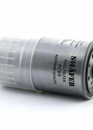 Фильтр топливный vw golf iv, passat b5, audi 80-100, 1.6d-2.5d, 86-07, m16*1.5, m10*1.5, fc69