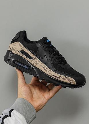 Мужские черные кроссовки nike air max 90 black brown х эйр макс 43