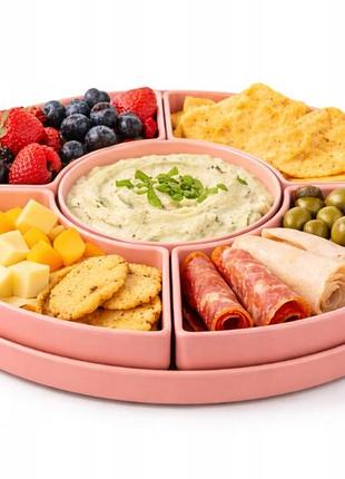 Набор тарелок для подачи закусок из меламина розовый 29 см 6 элементов serving platter
