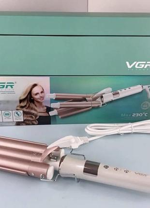 Професійна плойка для волосся vgr v599 9100 з трьома стрижнями для ефектних локонів, термостійке покриття та швидкий нагрів