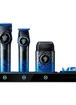Професійний набір для стрижки vgr pro 3 in 1 blue 10729 з триммером і шейвером — синій