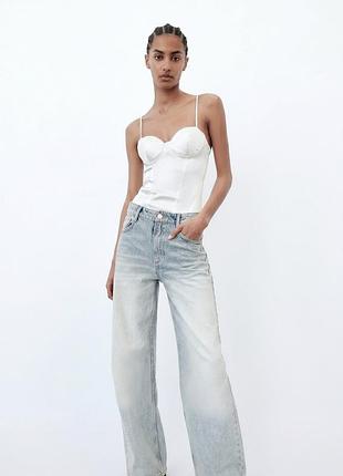 Корсетний атласний боді zara білий m