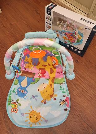 Музичний коврик дуга play mat. коврик для новонародженого. брязкальця. килимок дитячий. піаніно. інтерактивний килимок з підвісками