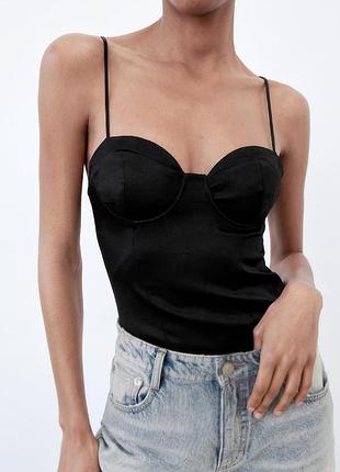 Корсетный атласный боди zara xs
