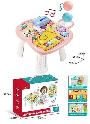 Игровой развивающий столик 1005 с музыкальным пианино, сеткой и шариками