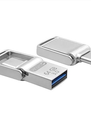 Usb flash drive 64 gb veron 3.0 usb — type c метал 104