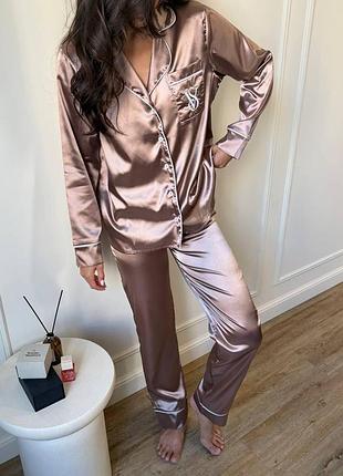 Піжама жіноча моко victoria's secret satin — сатинова шовкова піжама вікторія сікрет m