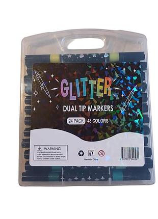 Набор маркеров с кистью glitter dual markers 24 шт 48 цветов