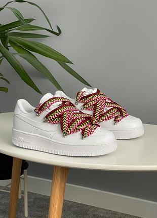 Чоловічі кросівки nike air force 1 low custom lanvin laces white multicolor