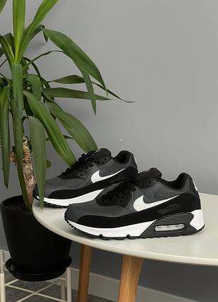 Чоловічі кросівки nike air max 90 dark smoke grey black white cn8490-002