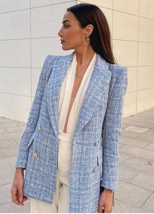Женский твидовый жакет zara размер m