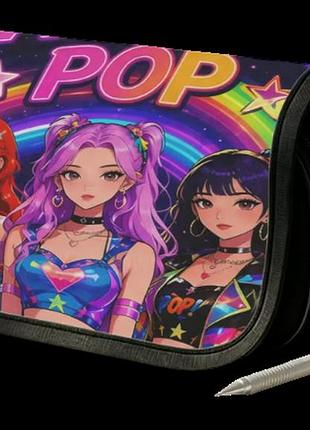 Дитячий нейлоновий шкільний пенал кейпоп мисливці на демонів kpop demon hunters 011