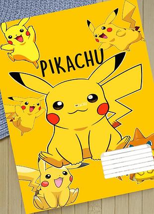 Тетрадь пикачу pikachu на скобе 12 листов косая линия (35388)