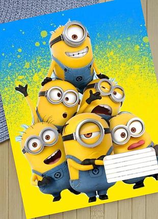 Тетрадь миньоны minions на скобе 12 листов косая линия (35953)