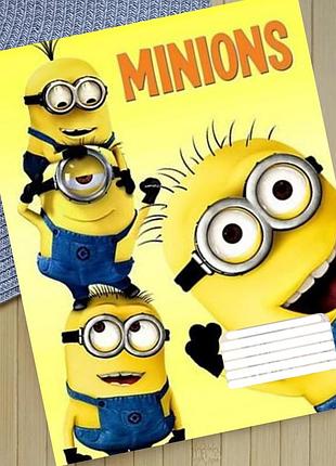 Тетрадь миньоны minions на скобе 12 листов косая линия (35972)