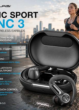 Беспроводные наушники jlab epic sport anc 3 tws, anc, 68+ ч, ldac, bluetooth multipoint, ip66, black