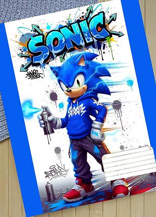 Тетрадь соник sonic на скобе 12 листов косая линия (36019)
