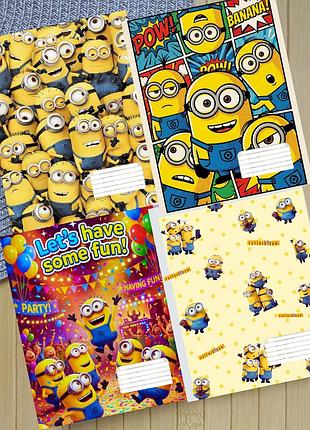 Набор тетрадей миньоны minions на скобе 12 листов косая линия (36258)