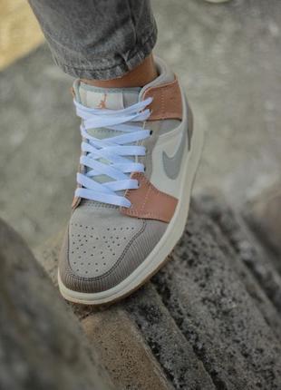 Кроссовки nike air jordan 1 retro beige  кросівки8 фото