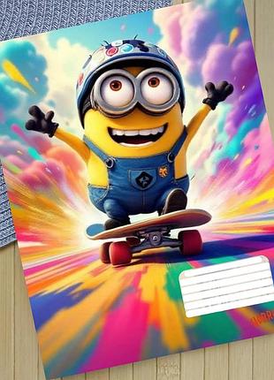 Тетрадь миньоны minions на скобе 12 листов косая линия (35944)