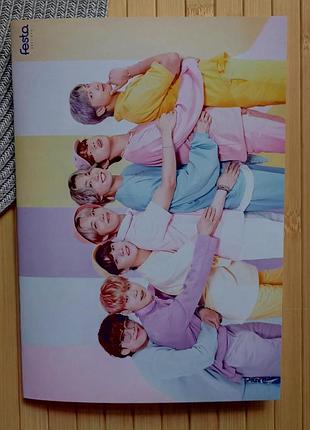 Тетрадь бтс bts на скобе 12 листов косая линия (35169)