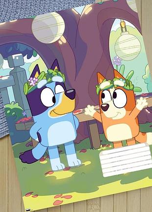 Тетрадь блуи bluey на скобе 12 листов косая линия (35157)