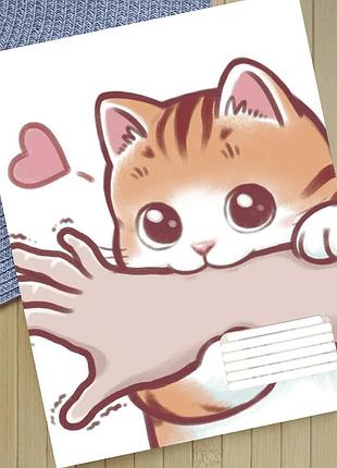 Тетрадь котик cat на скобе 12 листов косая линия (35825)