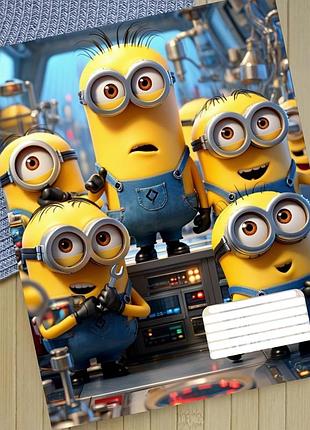 Тетрадь миньоны minions на скобе 12 листов косая линия (35969)