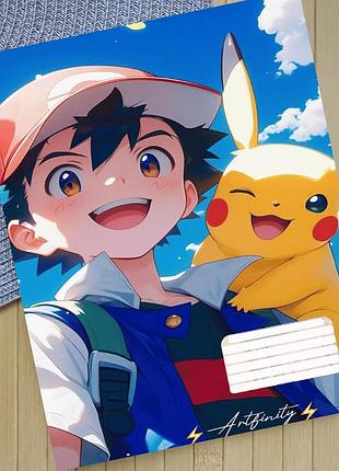Тетрадь пикачу pikachu на скобе 12 листов косая линия (35392)