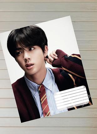 Тетрадь ким сок джин бтс bts kim seok jin на скобе 12 листов косая линия (35190)