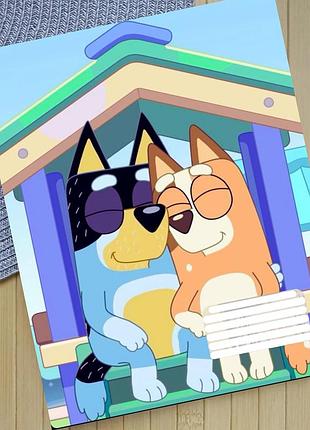 Тетрадь блуи bluey на скобе 12 листов косая линия (35160)