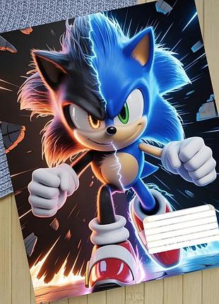 Тетрадь соник sonic на скобе 12 листов косая линия (36036)
