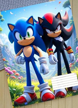 Тетрадь соник sonic на скобе 12 листов косая линия (36023)